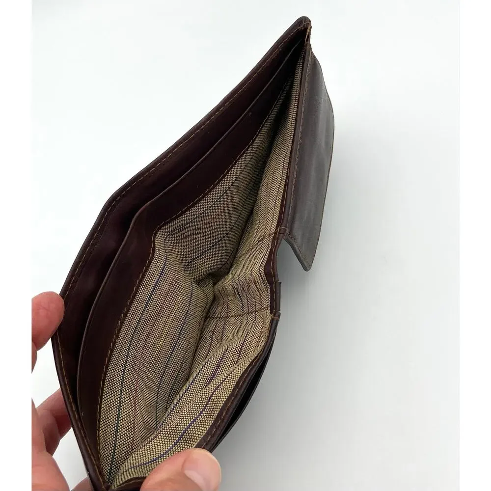 Vintage Liz Claiborne Mens Leather Wallet Dark Brown Bi Fold Like New